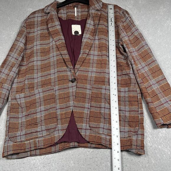 Free People Simply Plaid Blazer Jacket Womens Size XS Multicolored Plaid - Picture 7 of 12